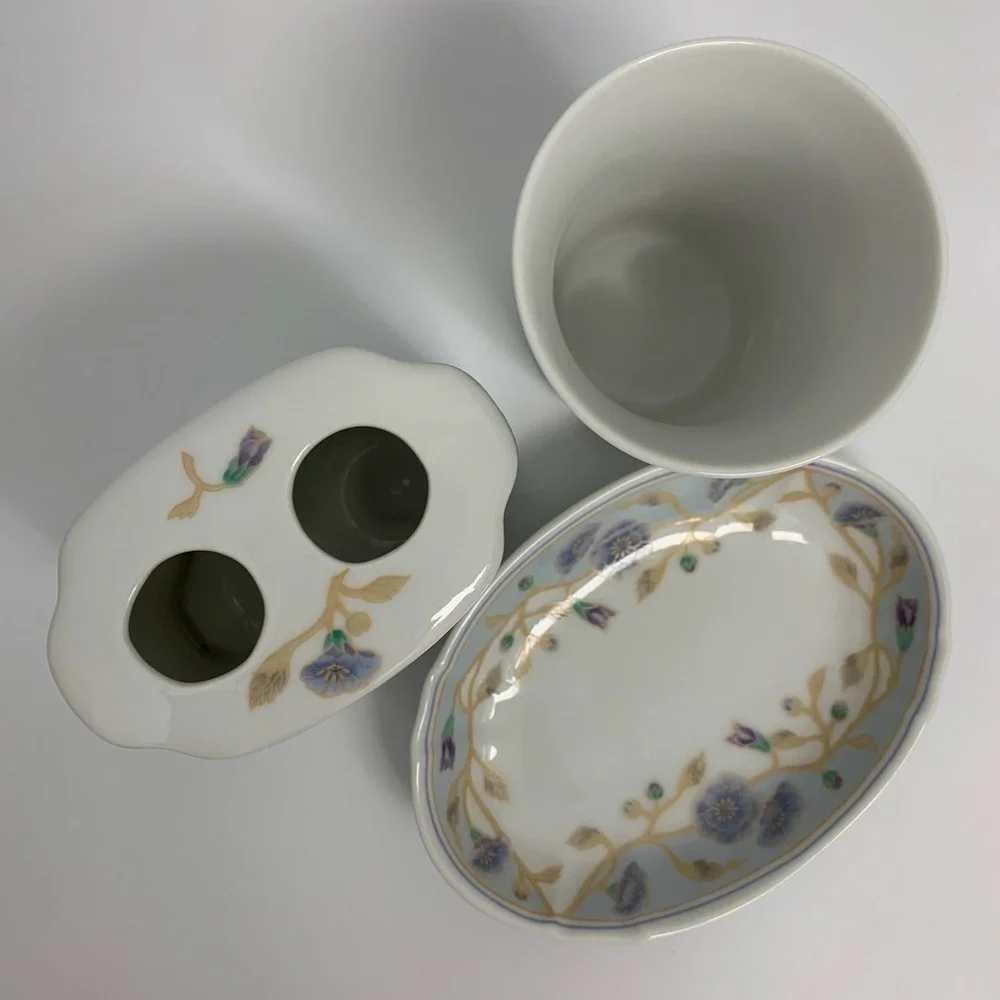 San Francisco Glory Floral Porcelain Toothbrush Holder Trinket Tray/Soap Dish